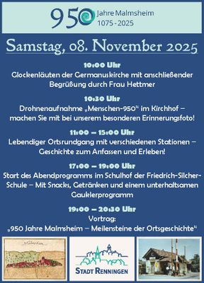 Teaserbild für 950 Jahre Malmsheim - 8.11.2025
