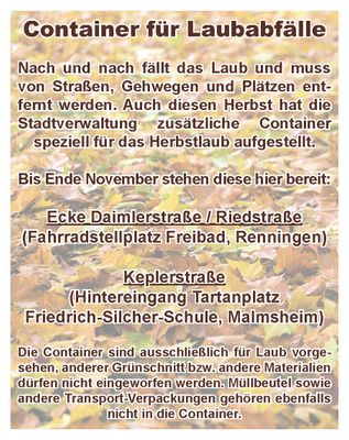 Teaserbild für Container für Laubabfälle aufgestellt