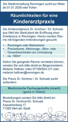Teaserbild für Räumlichkeiten für eine Kinderarztpraxis gesucht