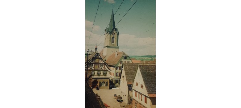 Blick auf das Renninger Rathaus, 1959